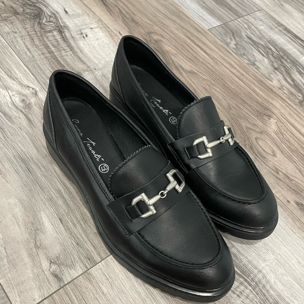 Black loafers size 10